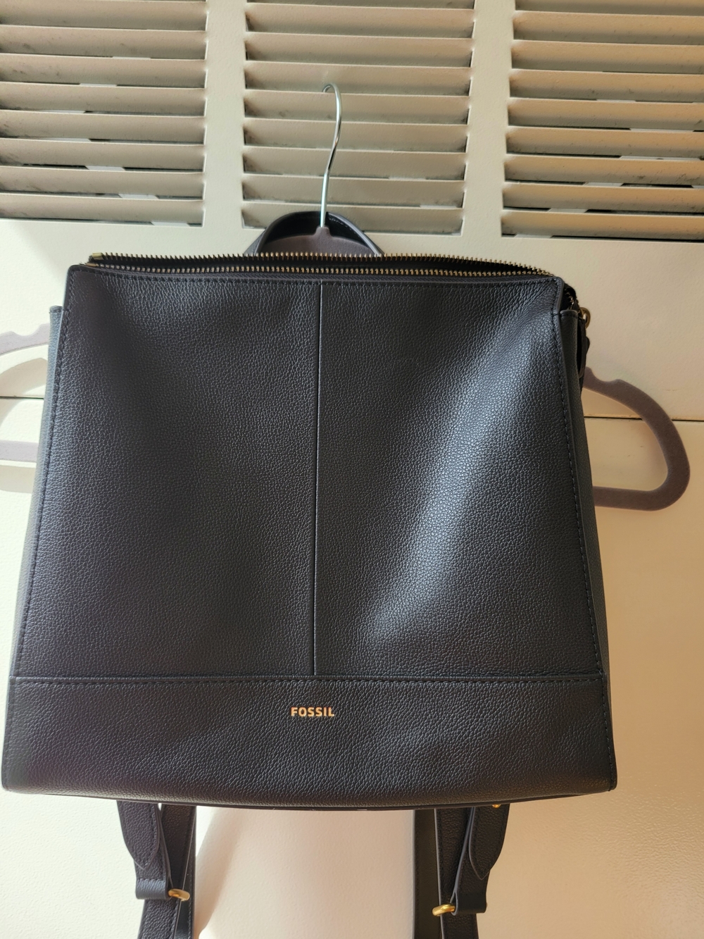 Fossil Black Leather Backpack with Gold Accent - Picture 2 of 7